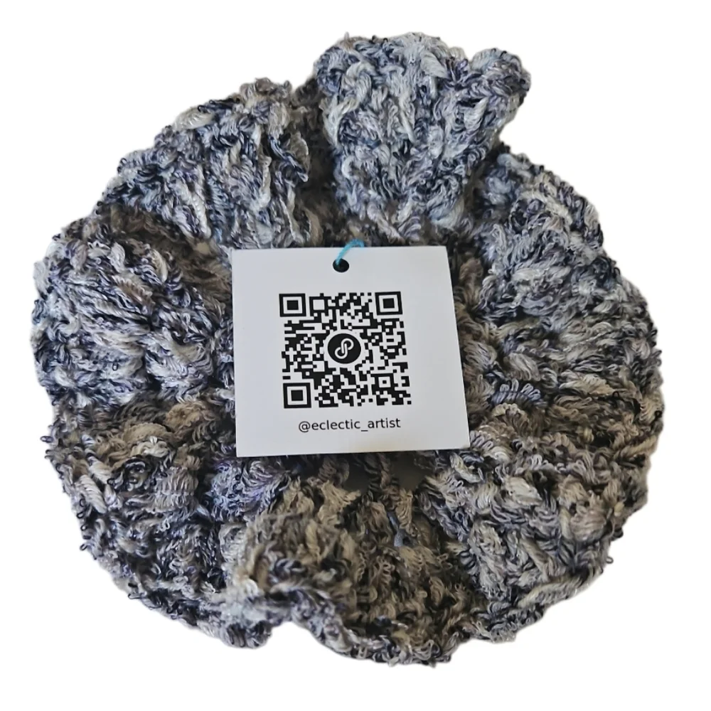 Handmade Tutu-Inspired Ballerina Knit Scrunchie Crochet gray New Hair Accessory